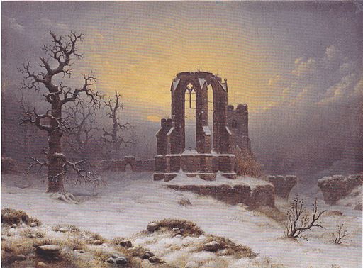 Carl Hasenpflug - Kirchenruine im Schnee -1853