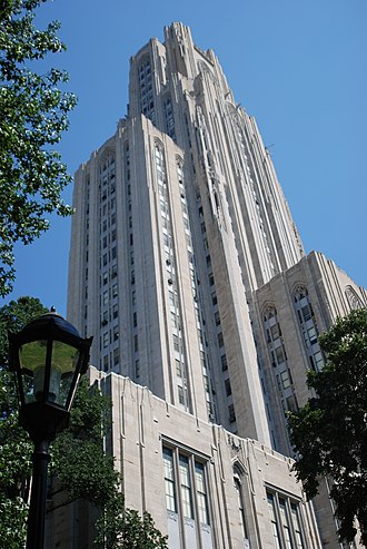 The School of Social Work is headquartered on the 20th through 23rd floors of the Cathedral of Learning Cathedral of Learning-TJG.jpg