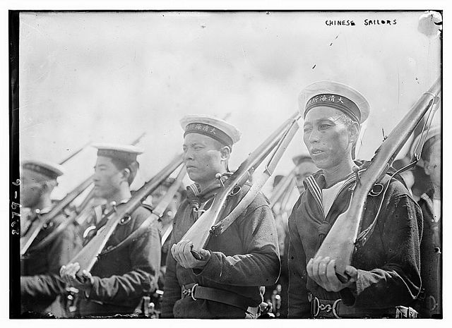 Sailors from the Hai Chi of the Imperial Chinese Navy, on parade in New York.