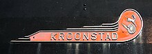 Kroonstad nameplate on Class 23 no. 3300, off Class 15F no. 3044 Class 23 no. 3300 Kroonstad Wing.JPG