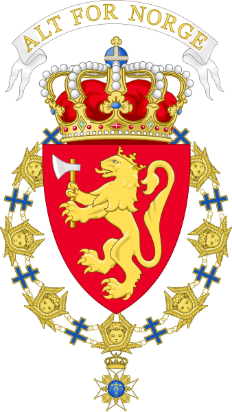 File:Coat of Arms of Harald V, King of Norway (Seraphim Variant).svg