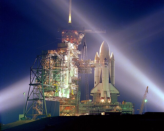 Space Shuttle Columbia at Launch Pad A, Complex 39, 12 April 1981.