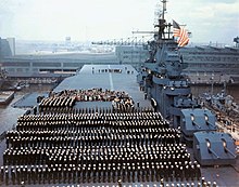 Commissioning of USS Yorktown on 15 April 1943.