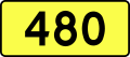 English: Sign of DW 480 with oficial font Drogowskaz and adequate dimensions.