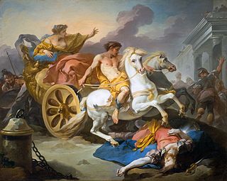 <i>Tullia Running Her Chariot over the Body of Her Father</i> 1735 painting by Michel-François Dandré-Bardon