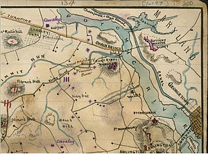 Map of Civil War fortifications near Chain Bridge, including Fort Ethan Allen (September 1861) Defending Chain Bridge, 1861 (493989022) (2).jpg