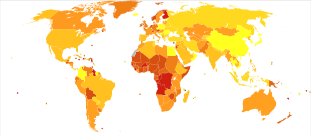 Deaths due to Down syndrome per million persons in 2012