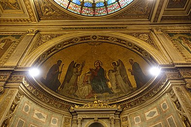 painting over the altar in the Chapel of the Virgin; "Christ crowning the Viegin" by Claudius Jacquand