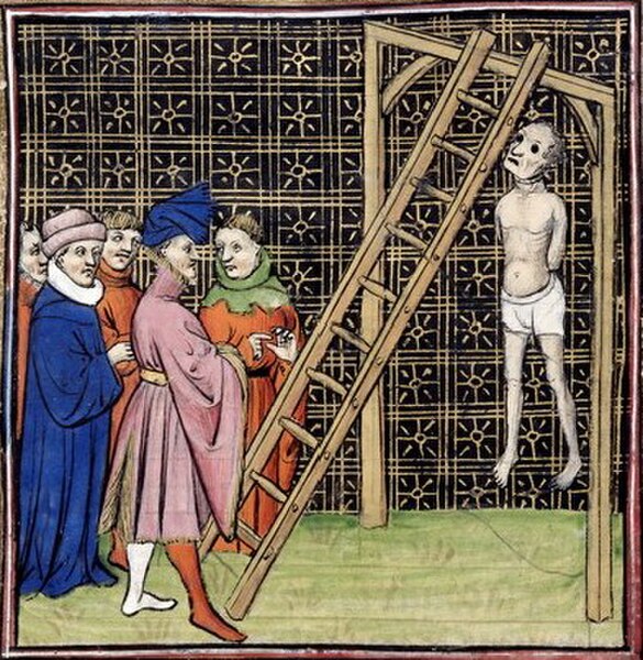 The death of Marigny, from The Chroniques de France ou de St Denis