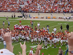 UT Students and Football players singing The Eyes of Texas after a win versus Nebraska Eyesoftexas.jpg