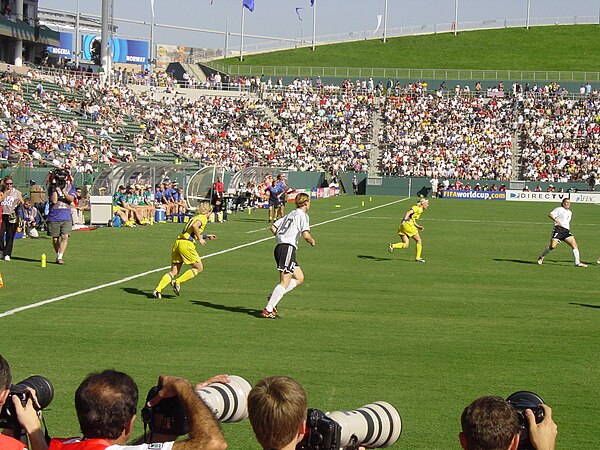 Sweden playing against Germany in the 2003 FIFA Women's World Cup final.