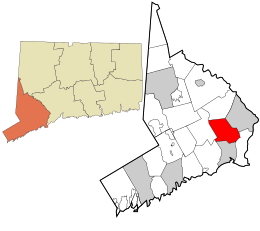 Ubicación en el condado de Fairfield y el estado de Connecticut.