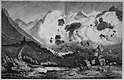 Bergsturz von Elm (1881), Holzschnitt von Paweł Boczkowski nach einem Gemälde von Feliks Brzozowski