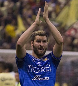 Andre-Pierre Gignac was of great importance in achieving the titles of Apertura 2015, Apertura 2016 and Apertura 2017. Final CONCACAF 23 (cropped).jpg