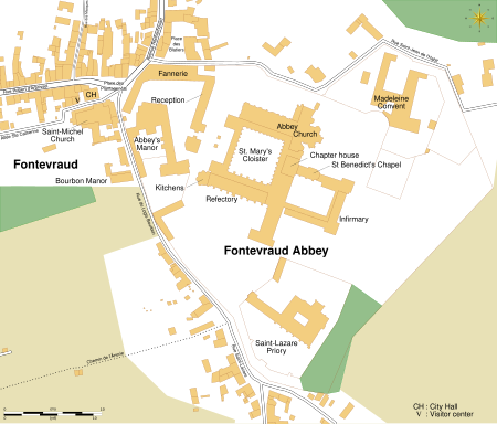 Map of the Abbey Fontevraud Abbey map-en.svg