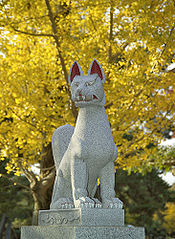 Statue of a fox, messenger of kami Inari