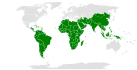 En vert, les pays membres du G77 en 2013.