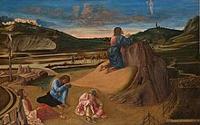 Christ on the Mount of Olives (1459), by Giovanni Bellini, The National Gallery, London. Giovanni Bellini - Orazione nell'orto.jpg