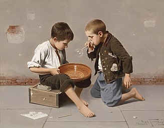 Enfants soufflant des bulles du savon (1906), localisation inconnue.