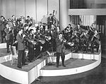 The compilation album Glenn Miller by Glenn Miller's Orchestra (pictured in 1941) was the bestselling album of 1946. Glenn Miller Band.jpg