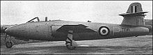 Gloster E.1/44, equipped with the revised tail unit, circa 1949