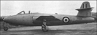 Gloster E.1/44, equipped with the revised tail unit, circa 1949 Gloster e1-44.jpg