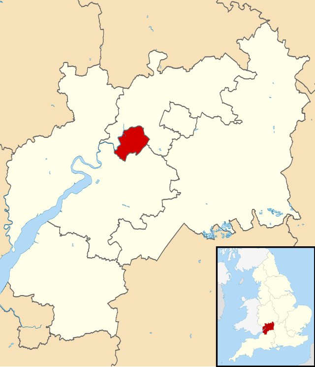 Mesto Gloucester prikazano v Gloucestershire