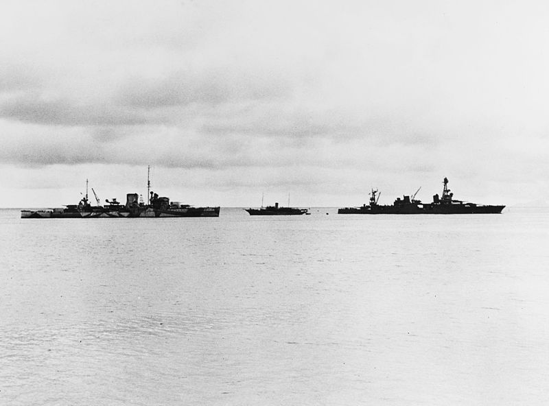 File:HMNZS Leander (75), USS Chicago (CA-29) and USS Niagara (PG-52) at anchor off Suva in February 1942 (80-G-7293).jpg