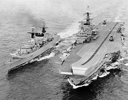 HMS Broadsword and HMS Hermes during the war