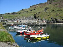 View from Boscastle harbour path leading to headland