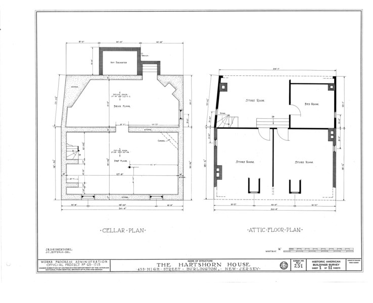 File:Hartshorn Pearson-How House, 453 High Street, Burlington, Burlington County, NJ HABS NJ,3-BURL,15- (sheet 1 of 11).tif