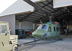 Hangar dun helicóptero militar norteamericano.