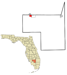 Hendry County Florida Incorporated and Unincorporated areas Labelle Highlighted.svg