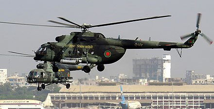 Bangladesh Air Force Mi-171sh helicopters armed with rocket and gun pods