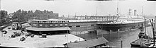 Rotterdam at the HAL terminal in Hoboken, NJ, on one of her first voyages Holland American Docks Hoboken NJ.jpg