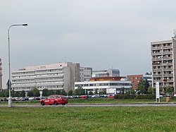 Pohled od zastávky Fakultní nemocnice B ze Zborovské ulice