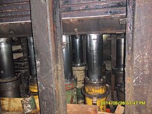 Pistons de vérins hydrauliques utilisés dans une presse à chaud