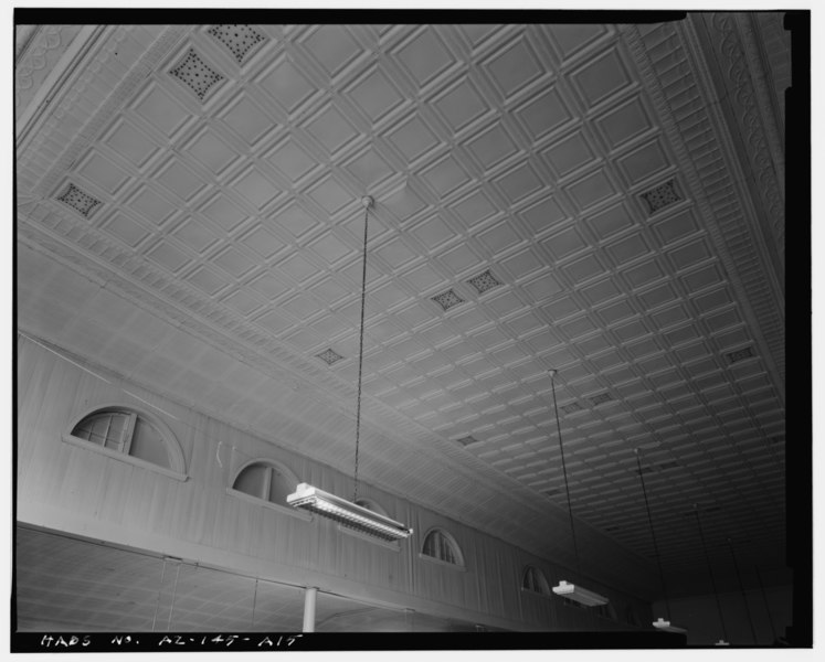 File:INTERIOR, OVERALL VIEW OF CEILING FROM SOUTHEAST - Phoenix Indian School, Dining Hall, Northeast Corner of Central Avenue and Indian School Road, Phoenix, Maricopa County, AZ HABS ARIZ,7-PHEN,17A-15.tif