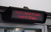 LED display at a streetcar stop, giving real-time schedule information In-shelter display PtldStreetcar.jpg