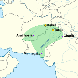 Indo-Parthian Koninkrijk op zijn maximale omvang.