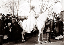 Woman Suffrage Procession of 1913 in Washington, D.C. Inez Milholland 1913 two.jpg