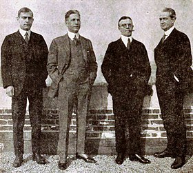 E. B. Johnson, James Oliver Curwood (second from left), Harry O. Schwalbe, and David Hartford in 1920