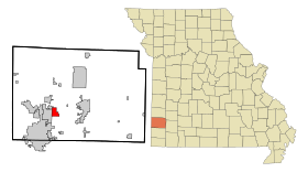 Jasper County Missouri Incorporated and Unincorporated areas Carterville Highlighted.svg