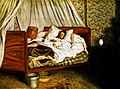 『病床のモネ』1865年。油彩、キャンバス、47 × 62 cm。オルセー美術館[16]。