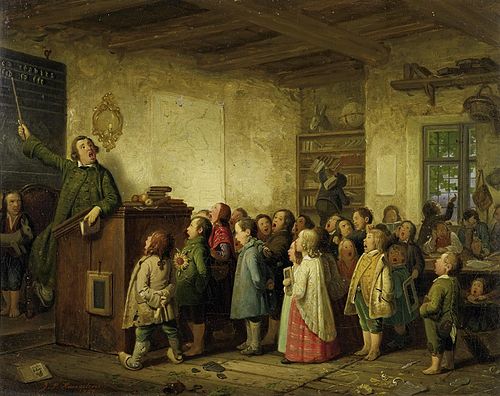 ההוראה היא עיסוקו המרכזי של המורה, ציור משנת 1845.