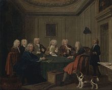 Members of a Gentlemen's club had to conform to a socially acceptable standard of politeness. The painting, A Club of Gentlemen by Joseph Highmore c. 1730. Joseph Highmore - A Club of Gentlemen - Google Art Project.jpg