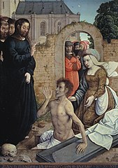 Juan de Flandes (wp) : Résurrection de Lazare, 1500-10. Musée du Prado, Madrid.