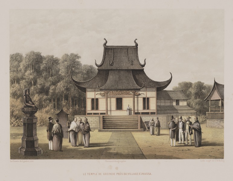 File:KITLV - 51T1 - Lijnden, Johan Maurits van - Mieling, C.W. - Le temple de Gozinzie près du village D'jnassa - Colour lithography - 1860-1866.tif