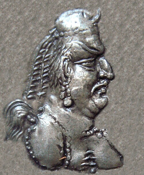 Portrait of an older King Khingila, founder of the Alchon Huns, on one of his coins, c. 430 – 490 CE.