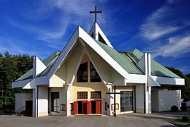 Exaltation of the Holy Cross parish church in Jastrzębie-Zdrój, Poland. S-W side.